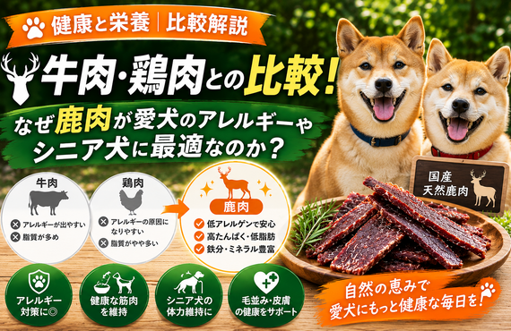  牛肉・鶏肉との比較！鹿肉が愛犬のアレルギーやシニア犬に最適な理由