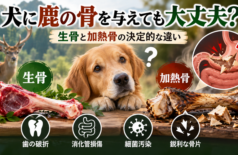 【2026年最新】鹿の骨は犬に危険？生骨と加熱骨の違い・事故例・安全な与え方を解説